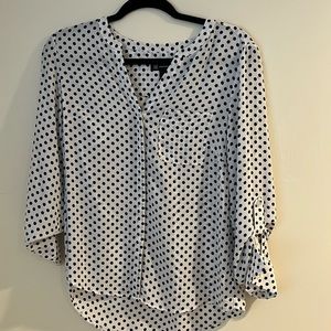 INC black and white Polk a dot blouse, women’s size 4